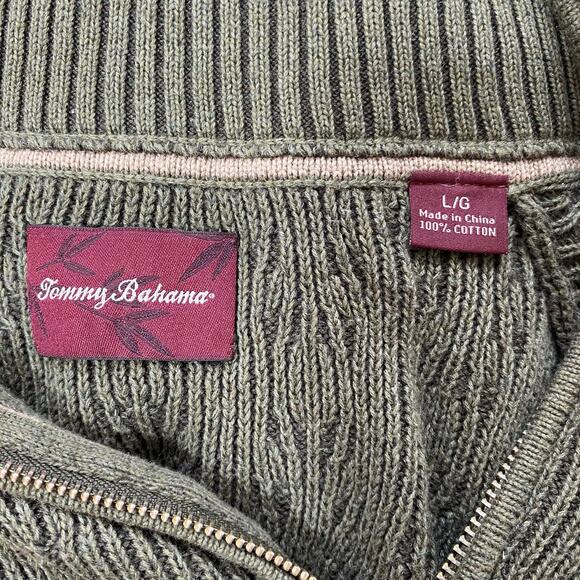 Tommy Bahama Cotton Knit Sweater Long Sleeve 1/4 Zip Mock Neck Preppy Academia - Picture 3 of 7